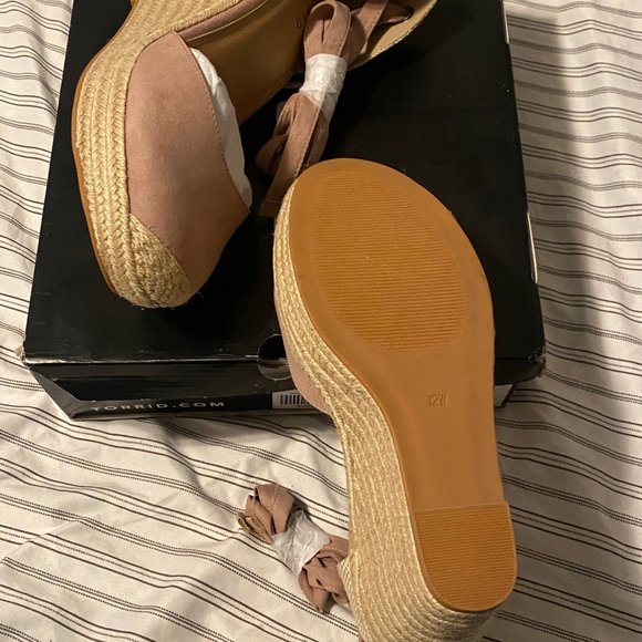 Blush Pink Faux Suede Platform Wedge - Picture 3 of 3